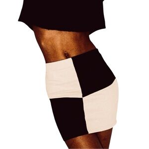 Women's Princess Polly  CELINE MINI SKIRT BEIGE / BLACK Colour Block Size 4
